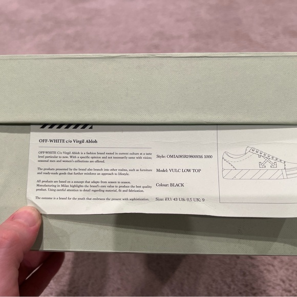 Off White VULC Low Top Size 9 men - Picture 8 of 9